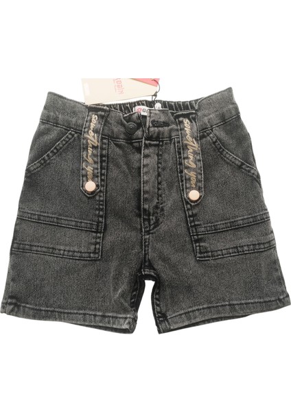 Arka Belilastikli Kız Çocuk Jean Şort