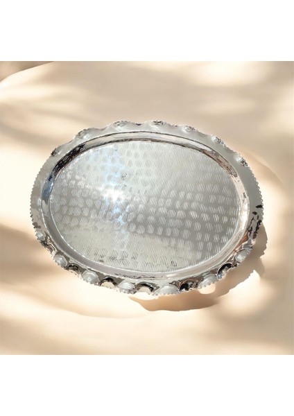 Gümüş Kaplama Ayaklı Oval Tepsi 45 cm fiyatları