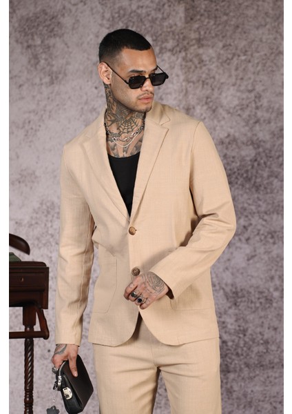 Regular Kalıp Blazer Keten Alt Üst Takım fiyatları