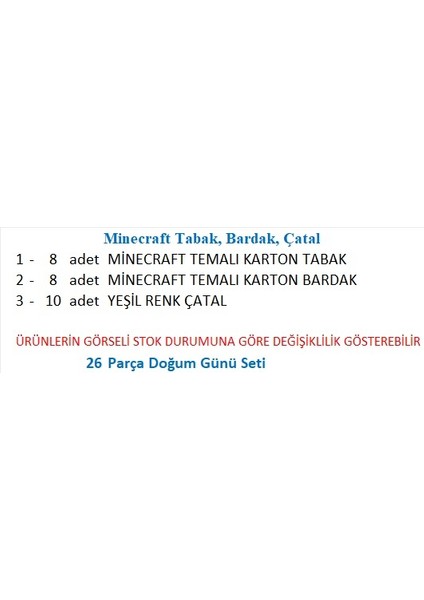 Minecraft Tabak, Bardak, Çatal fiyatları
