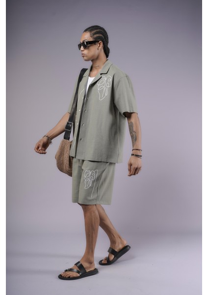 Nakış Detaylı Pamuk Keten Şort Takım fiyatları