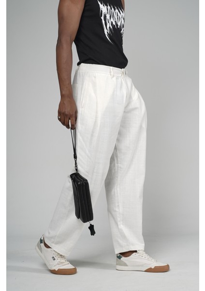 Şalvar Kesim Pileli Keten Pantolon fırsatları