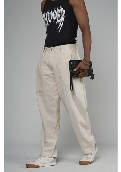 Şalvar Kesim Pileli Keten Pantolon modelleri