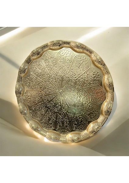 Metal Yuvarlak Tepsi Gold 35CM fiyatları