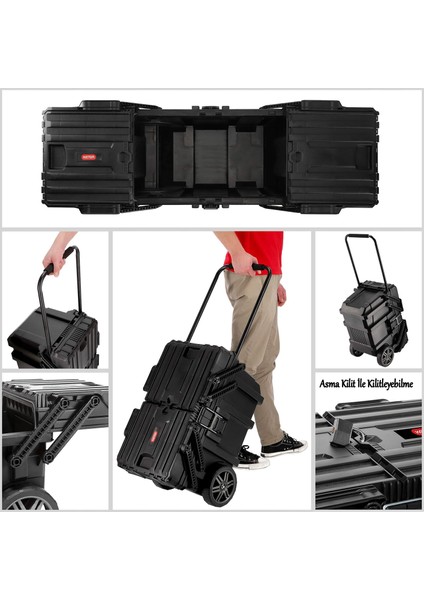 Katlanabilir Cantileverjob Takım Çantası Plastik Organizer Bölmeli Kapaklı Tekerlekli Takım Sandığı modelleri