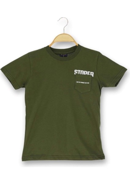 Cepli Stoper Baskılı 36/1 Süprem Erkek Tshirt Haki