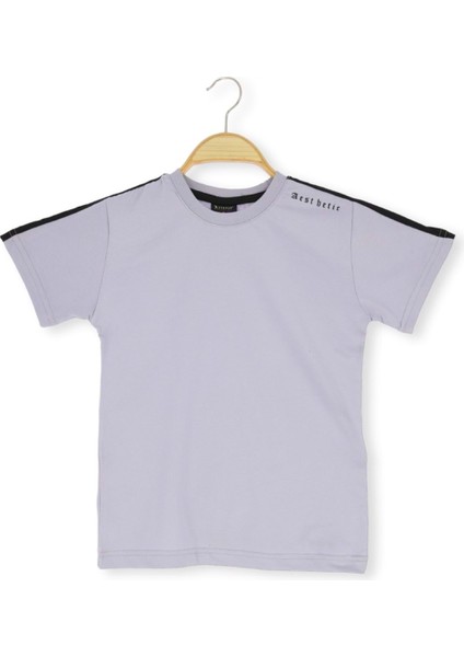 Omuz Detaylı 36/1 Süprem Erkek Tshirt Gri