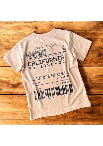 Arka Calıfornia Baskılı 36/1 Süprem Erkek Tshirt Bej fiyatları