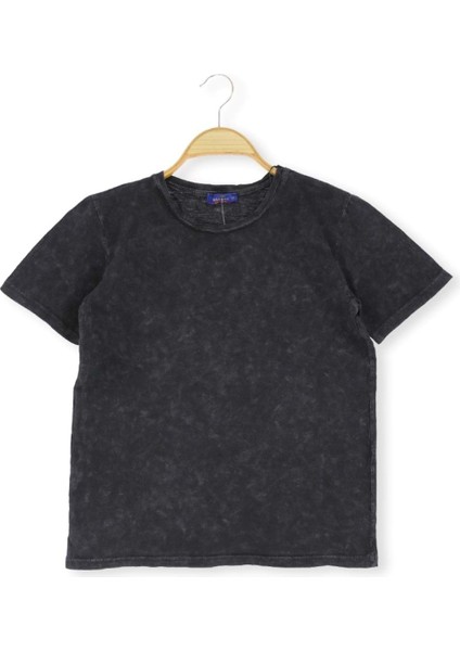 Flamalı Yıkamalı 36/1 Süprem Erkek Tshirt Siyah