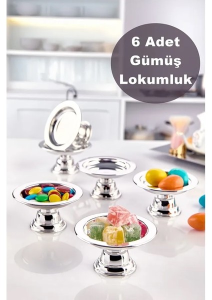 6'lı Akrilik Dekoratif Gold Kahve Yanı Sunumluk Lokumluk Şekerlik 6'lı Makaronluk