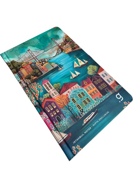 Istanbul Notes Tasarım Defter, 13X21CM, 96 Yaprak Çizgili, Sanatsal Istanbul Manzaralı Sert Kapak