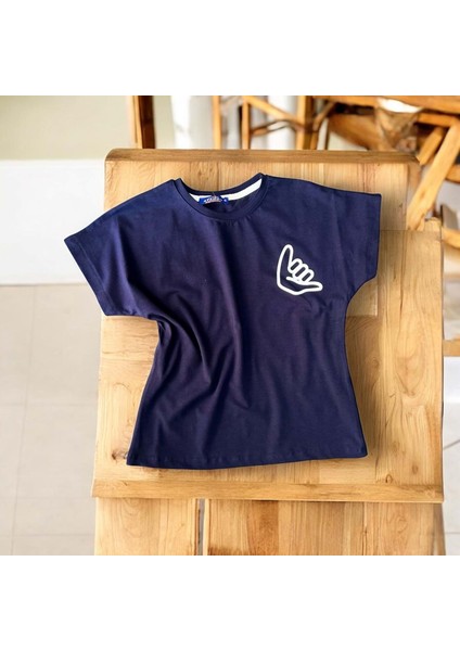 Arka Smile Weekend Baskılı 36/1 Süprem Erkek Tshirt Lacivert