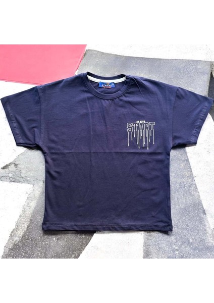 Arka Be Kınd Star Baskılı 36/1 Süprem Erkek Tshirt Lacivert