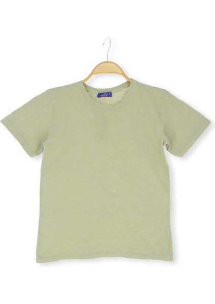 Flamalı Yıkamalı 36/1 Süprem Erkek Tshirt Çağla Yeşili