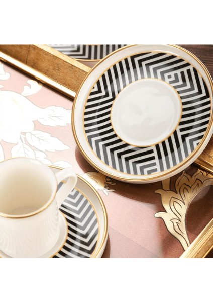 Şık 4'lü Kahve Fincan Takımı, Siyah, Klasik Tasarım fiyatları