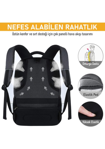 Laptop Sırt Çantası, Multi Cepli Bay ve Bayan Unisex Günlük Sırt Çantası Organizer Çanta Gri indirimleri