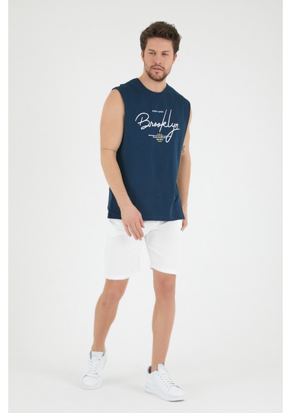 Süperlife Erkek Bisiklet Yaka Regular Fit Brooklyn Baskılı Tişört SPR22TS115