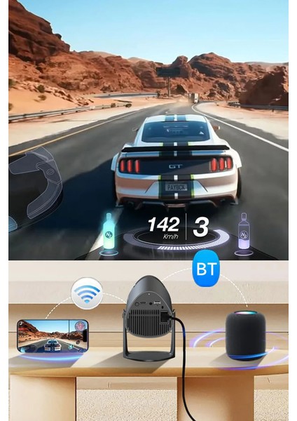 PJ04 4K Taşınabilir Android Projeksiyon 2.4ghz ve 5ghz Çift Bant Wifi Destekli Akıllı Sinema Projektör fırsatları