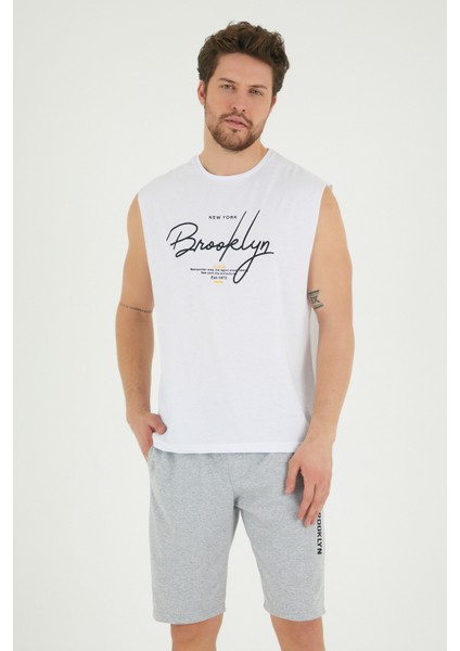 Süperlife Erkek Bisiklet Yaka Regular Fit Brooklyn Baskılı Tişört SPR22TS115