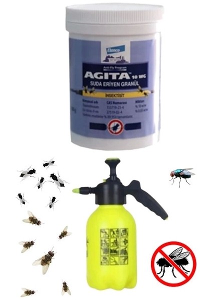 Agita Karasinek Suda Kolay Eriyen Granül 100 gr + El Pompası Yeşil 2 Lt