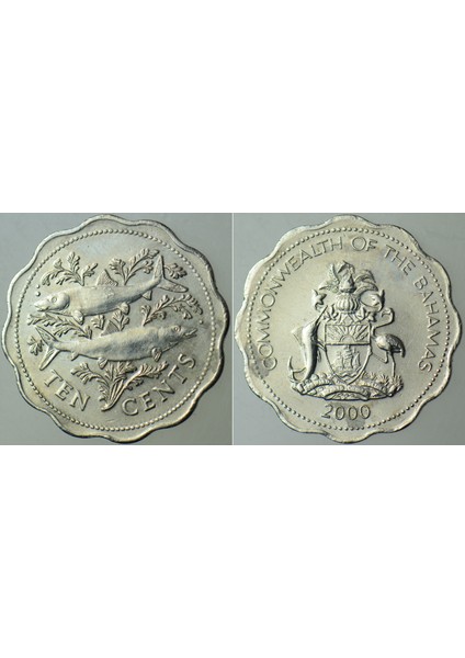 Bahamalar 10 Cent 2000 Yılı. Kemik Balığı Temalı.