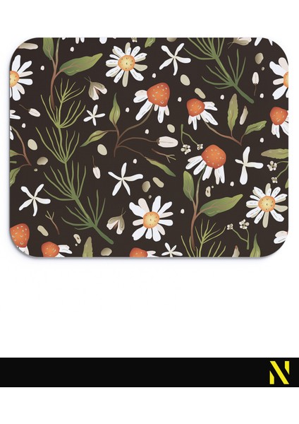 Papatya Desenli Renkli Ergonomik Mouse Pad- 23 cm x 19 cm - Kaydırmaz Taban Ev ve Ofis Kullanımı Için Ideal Fare Altlığı Mousepad