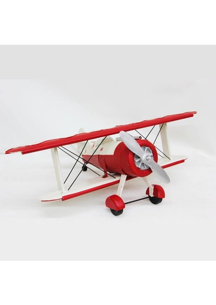 Vintage Büyük Eskitme Metal Uçak Çift Kanatlı 70CM