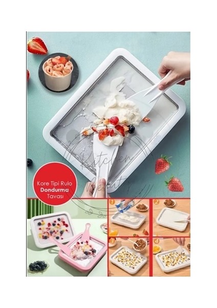 Ev Tipi Spatulalı Kore Tarzı Rulo Dondurma Tavası Yoğurt Dondurma Bowl Tabağı Dondurma Yapma Tavası