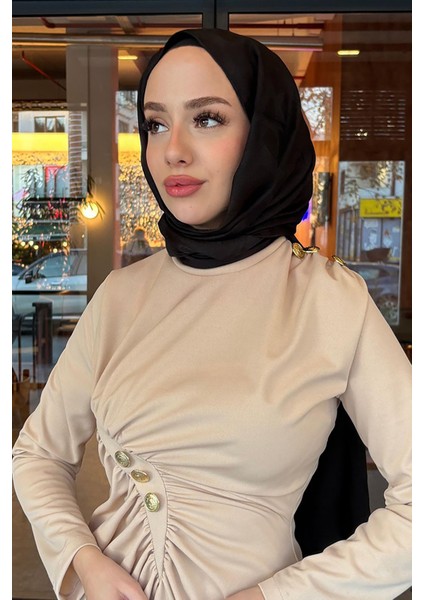 Kadın Likralı Düğme Detaylı Tesettür Elbise NMS046 modelleri