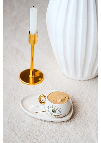 Şık Üçgen Seramik Tabak ve Fincan Seti, Beyaz Renk, Modern Tasarım fiyatları