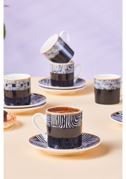 6 Kişilik Siyah Kahve Fincanı Takımı, 90 Ml, Şık ve Kullanışlı Set