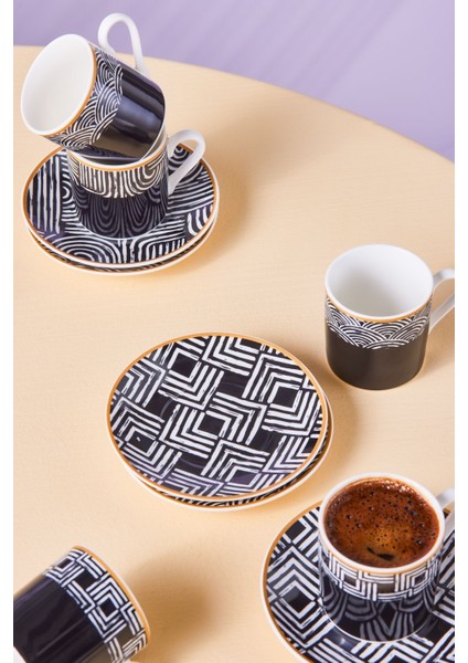 6 Kişilik Siyah Kahve Fincanı Takımı, 90 Ml, Şık ve Kullanışlı Set fırsatları