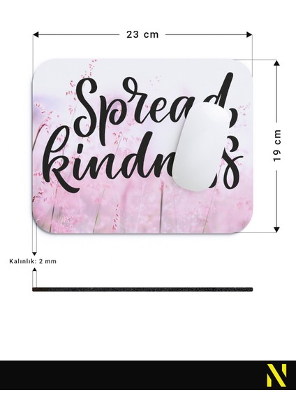 Spread Kindness Desenli Renkli Ergonomik Mouse Pad - 23 cm x 19 cm - Kaydırmaz Taban Ev ve Ofis Kullanımı Için Ideal Fare Altlığı Mousepad