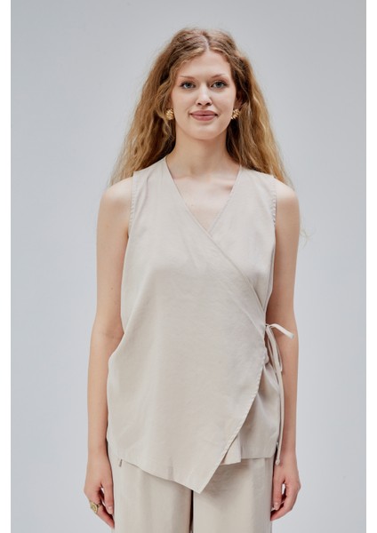 Vizon V Yaka Yandan Bağlama Detaylı Yelek-Pantolon Takım fiyatları