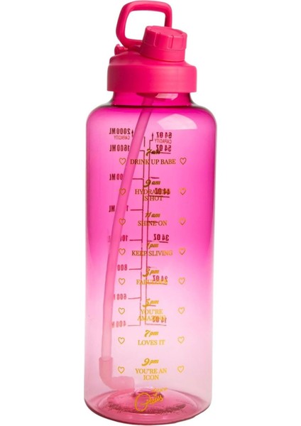 1,8 Litre Pembe Su Şişesi, Motive Edici, Sızdırmaz, Spor ve Günlük Kullanım