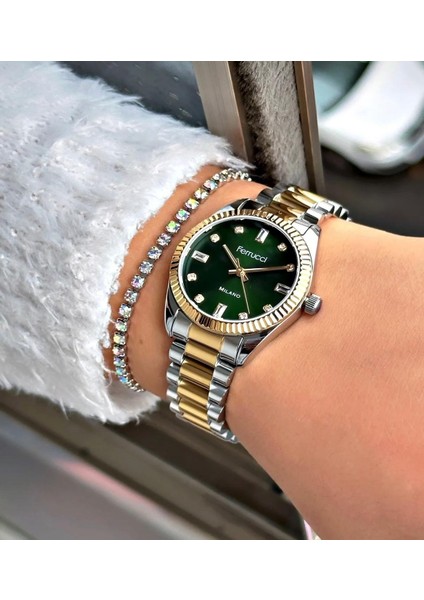 Taşlı Şık Çelik Kadın Kol Saati+Bileklik Hediyeli fiyatları