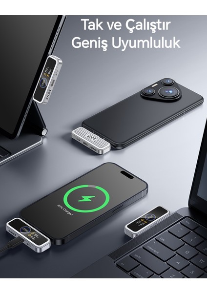 128Gb.Type-C Flash Bellek Lcd Akıllı Ekranlı Şifreleme Özellikli 20w Pd Hızlı Şarj Type-C Girişli Tüm Telefonları Uyumlu Ce Lisanslı Orjinal Yeni Nesil