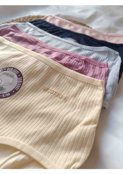 Nurah Lingerie 5'li Paket Kadın Yüksek Bel Pamuklu Özel Doku Külot modelleri