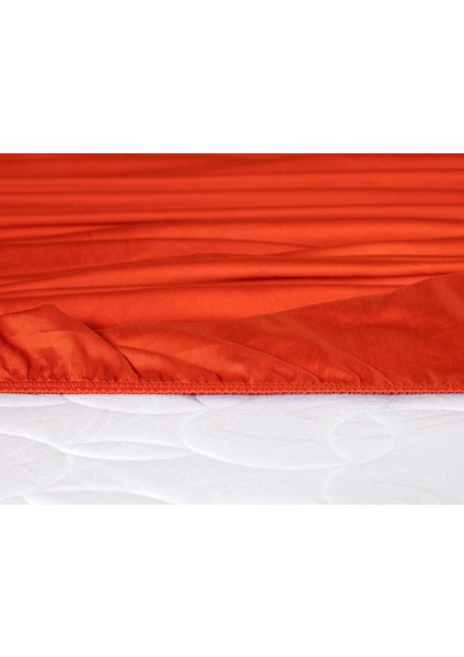 Ciel King Size Lastikli Saten Çarşaf - Turuncu fiyatları