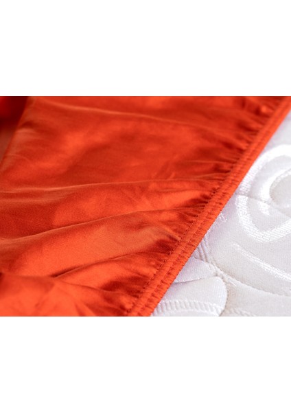 Ciel King Size Lastikli Saten Çarşaf - Turuncu fırsatları