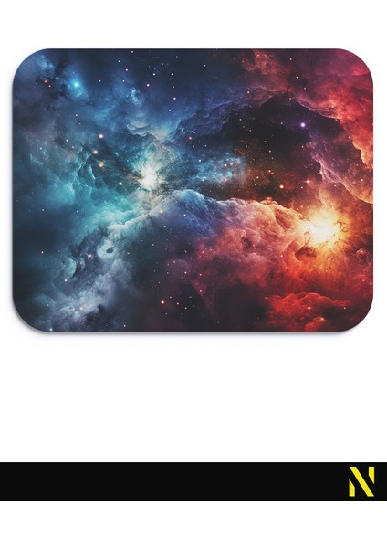 Galaksi Desenli Renkli Ergonomik Mouse Pad - 23 cm x 19 cm - Kaydırmaz Taban Ev ve Ofis Kullanımı Için Ideal Fare Altlığı Mousepad