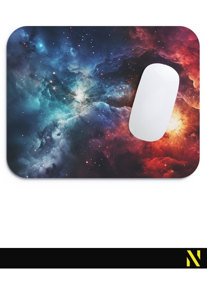 Galaksi Desenli Renkli Ergonomik Mouse Pad - 23 cm x 19 cm - Kaydırmaz Taban Ev ve Ofis Kullanımı Için Ideal Fare Altlığı Mousepad fırsatları