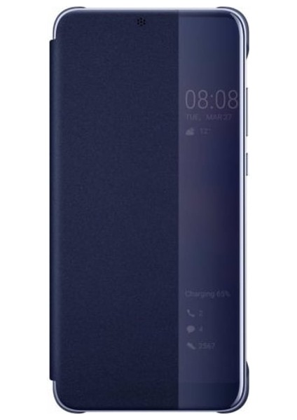 Huawei P20 Pro Akıllı Kapaklı Cam Kapaklı Servis Kılıf Orj