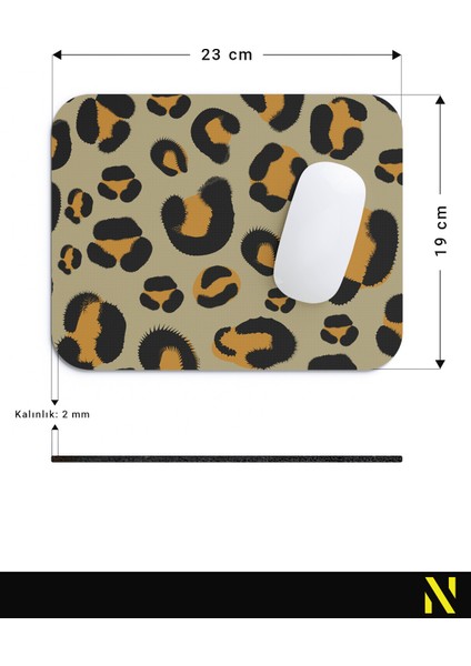 Leopar Desenli Renkli Ergonomik Mouse Pad - 23 cm x 19 cm - Kaydırmaz Taban Ev ve Ofis Kullanımı Için Ideal Fare Altlığı Mousepad