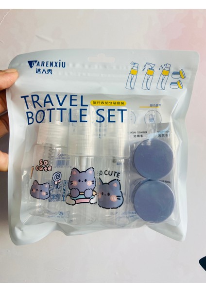 Kawaii 5ADET Seyahat Tipi Doldurulabilir Krem Şampuan Duş Jeli Sprey Losyon Şişe Seti Krem Kutusu fiyatları