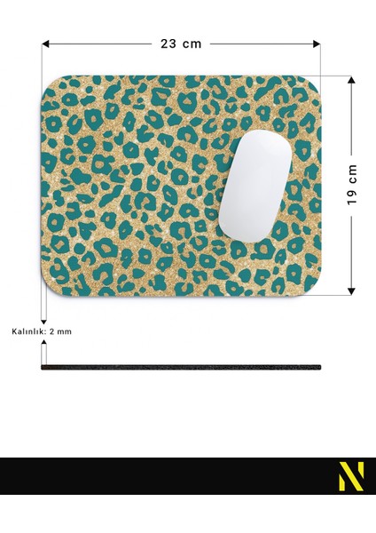 Leopar Desenli Renkli Ergonomik Mouse Pad - 23 cm x 19 cm - Kaydırmaz Taban Ev ve Ofis Kullanımı Için Ideal Fare Altlığı Mousepad