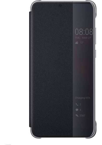 Huawei P20 Pro Akıllı Kapaklı Cam Kapaklı Servis Kılıf Orj