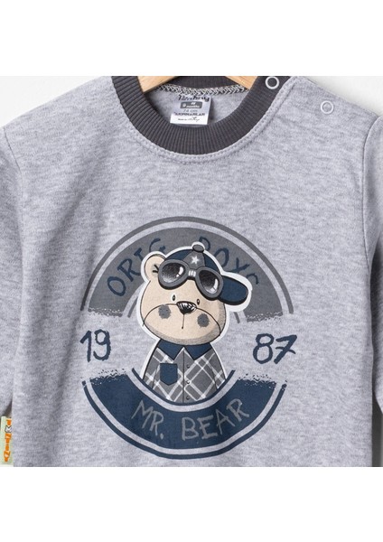 Baby Penye Ekose Alt Melanj Üst Pijama Takımı 9-18 Ay %100 Pamuk (Tam Kalıp) fiyatları