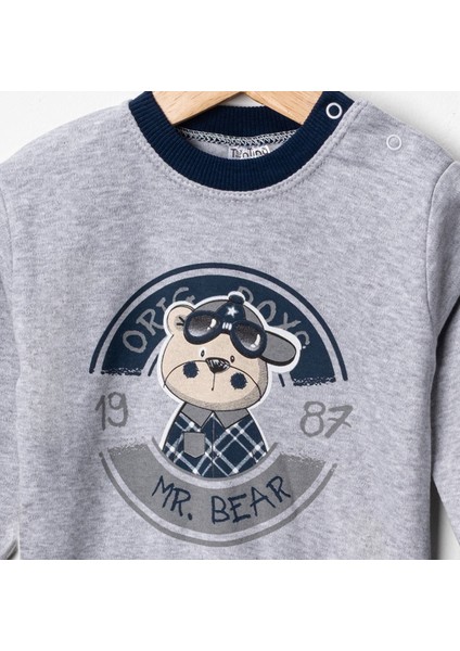 Baby Penye Ekose Alt Melanj Üst Pijama Takımı 9-18 Ay %100 Pamuk (Tam Kalıp) fiyatları