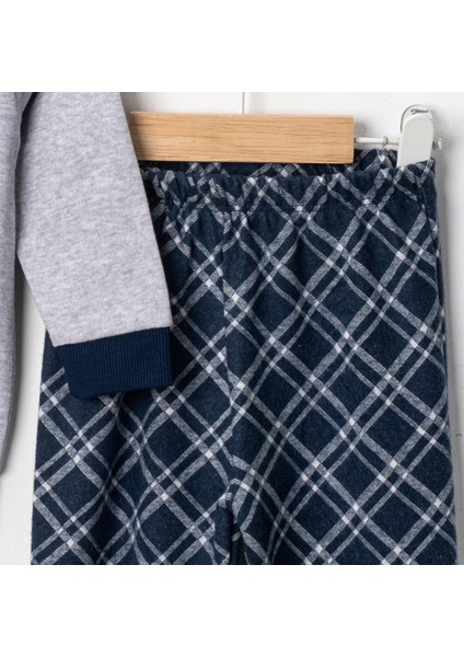 Baby Penye Ekose Alt Melanj Üst Pijama Takımı 9-18 Ay %100 Pamuk (Tam Kalıp) indirimleri